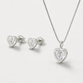 Conjunto Brinco Colar Coracoes Cravejado